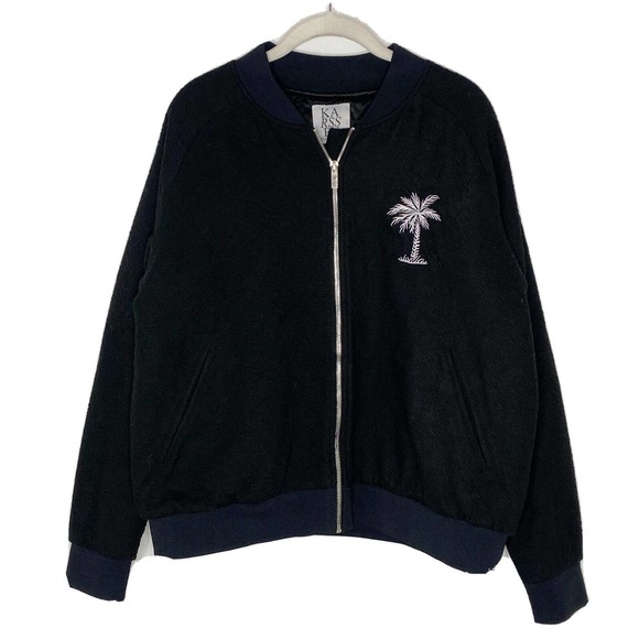 Karssen Zoe Karssen Womens Zip Front Paradise Embroidered Jacket Black Sz Large - Picture 1 of 7